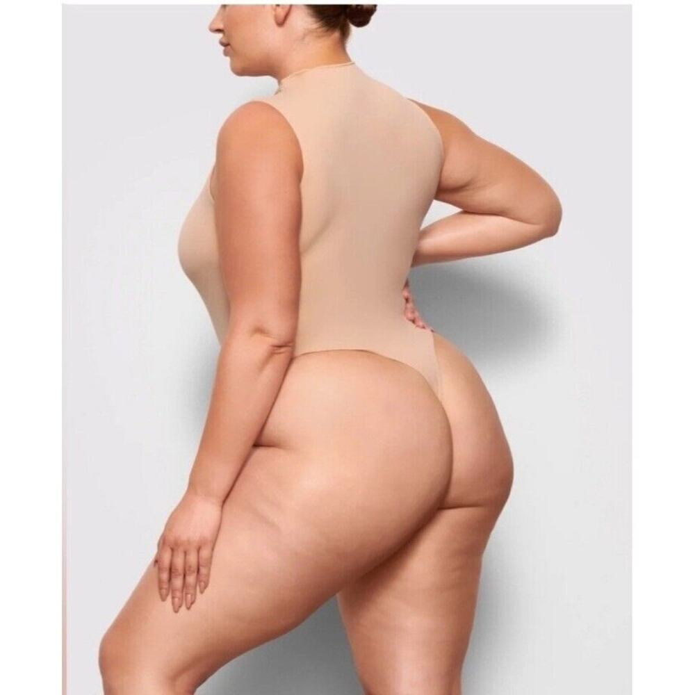 SKIMS thong bodysuit mock high neck tank nude mica everybody plus size 4x - Picture 2 of 7